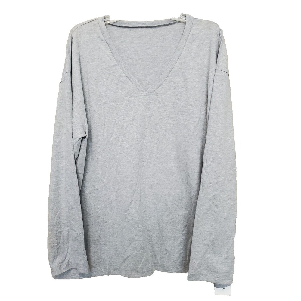Avanova Gray Cotton Blend V-Neck Long Sleeve T-Shirt Size XL NWT